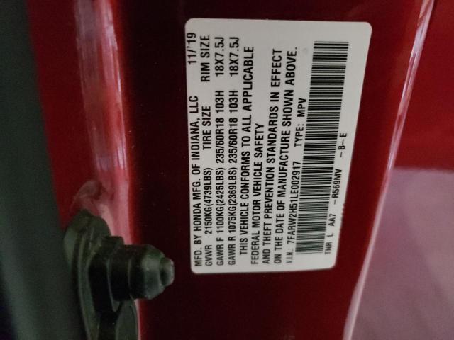 7FARW2H51LE002917 - 2020 HONDA CR-V EX RED photo 12