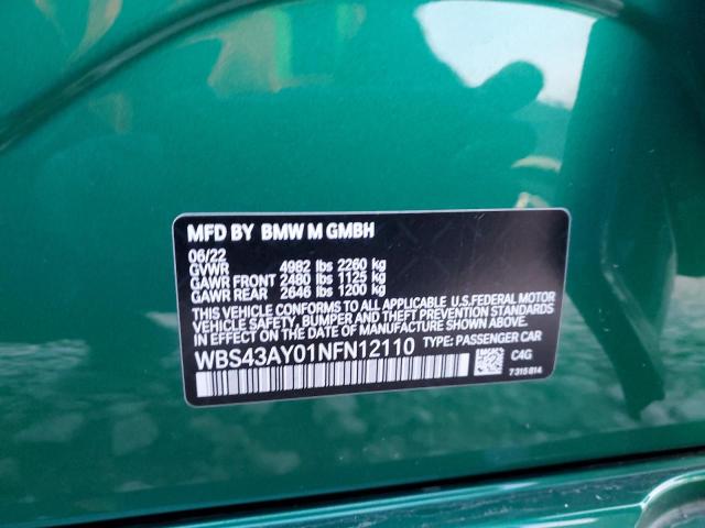 WBS43AY01NFN12110 - 2022 BMW M3 COMPETITION GREEN photo 12