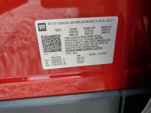 3GNAXMEG3RS132311 - 2024 CHEVROLET EQUINOX RS RED photo 13