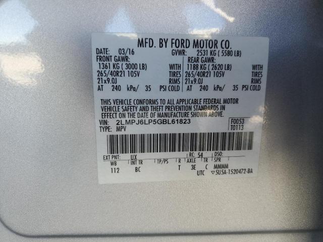 2LMPJ6LP5GBL61823 - 2016 LINCOLN MKX RESERVE SILVER photo 13