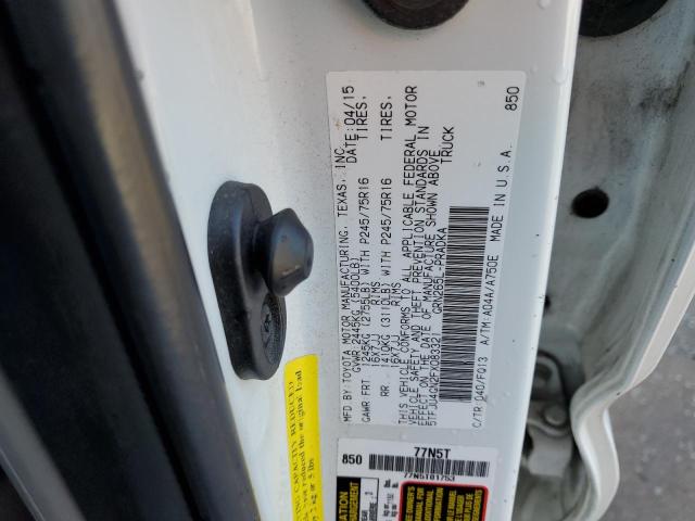 5TFJU4GN2FX083321 - 2015 TOYOTA TACOMA DOUBLE CAB PRERUNNER WHITE photo 13