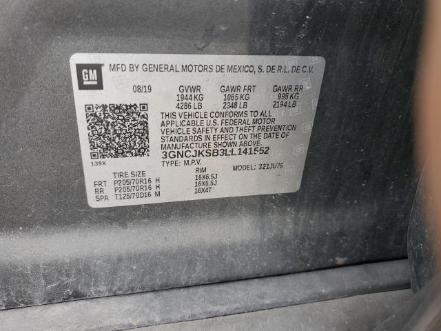 3GNCJKSB3LL141552 - 2020 CHEVROLET TRAX LS CHARCOAL photo 13