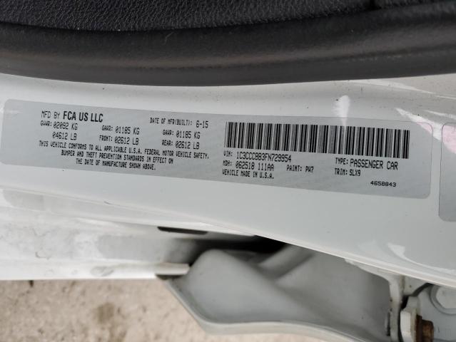 1C3CCCBB3FN729954 - 2015 CHRYSLER 200 S WHITE photo 12