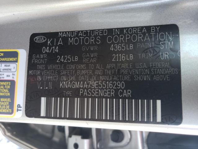 KNAGM4A79E5516290 - 2014 KIA OPTIMA LX SILVER photo 13