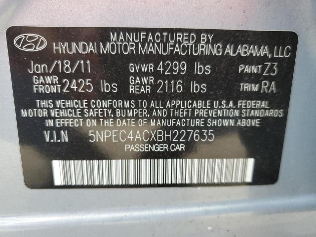 5NPEC4ACXBH227635 - 2011 HYUNDAI SONATA SE SILVER photo 13