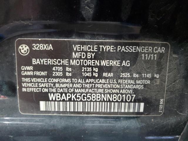 WBAPK5G58BNN80107 - 2011 BMW 328 XI SULEV BLACK photo 12