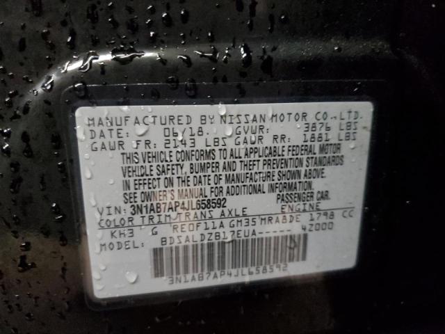 3N1AB7AP4JL658592 - 2018 NISSAN SENTRA S BLACK photo 12