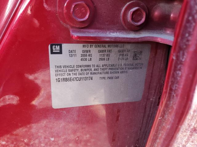 1G1RB6E47CU113174 - 2012 CHEVROLET VOLT RED photo 12