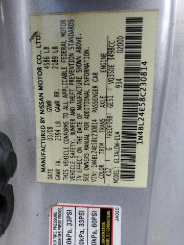 1N4BL24E58C230814 - 2008 NISSAN ALTIMA 3.5SE SILVER photo 12