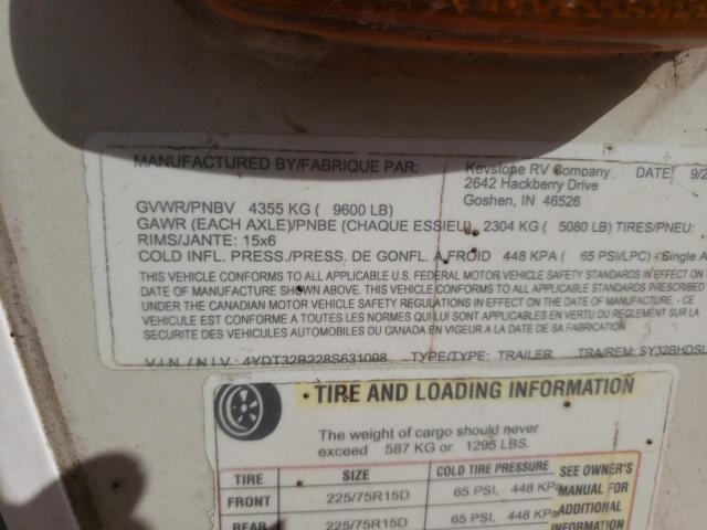 4YDT32B228S631098 - 2008 KEYSTONE OUTBACK TAN photo 10