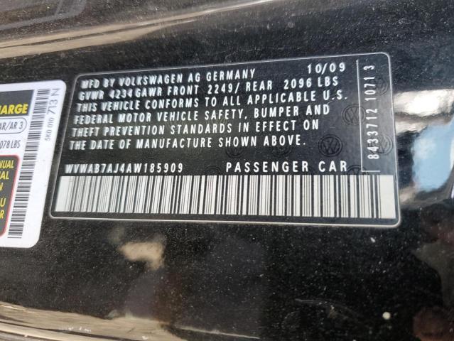 WVWAB7AJ4AW185909 - 2010 VOLKSWAGEN GOLF Սև լուսանկար 12