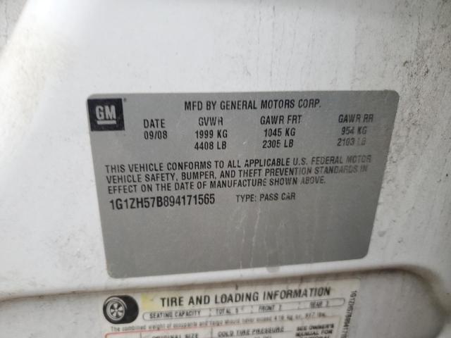 1G1ZH57B894171565 - 2009 CHEVROLET MALIBU 1LT WHITE photo 12