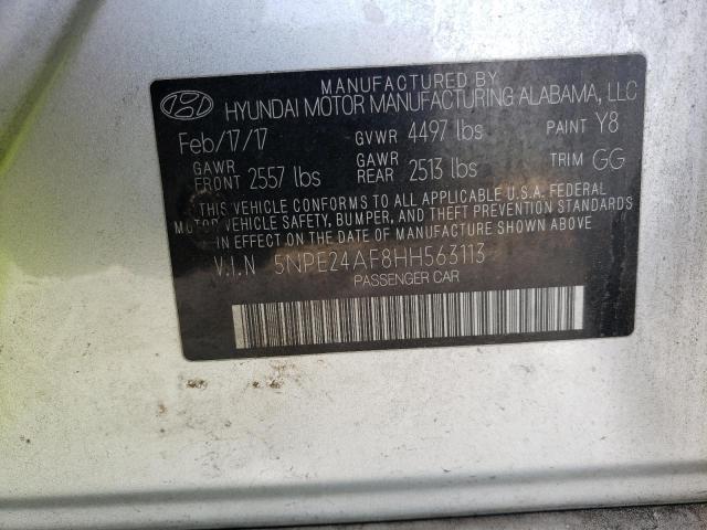 5NPE24AF8HH563113 - 2017 HYUNDAI SONATA SE SILVER photo 12