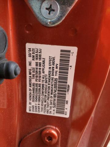 5J6YH18574L005535 - 2004 HONDA ELEMENT EX ORANGE photo 13