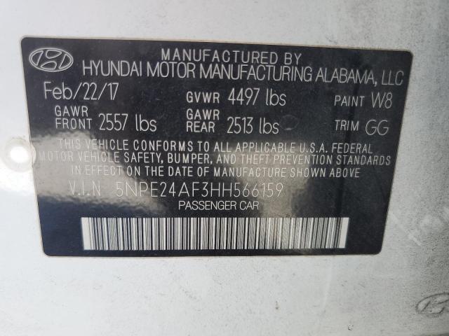 5NPE24AF3HH566159 - 2017 HYUNDAI SONATA SE WHITE photo 12