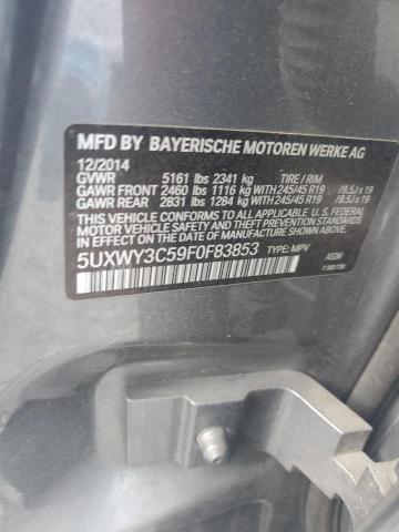 5UXWY3C59F0F83853 - 2015 BMW X3 XDRIVE28D GRAY photo 13