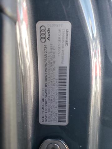 WAUCGAFH8CN000652 - 2012 AUDI S5 PREMIUM PLUS ვერცხლისფერი ფოტო 12