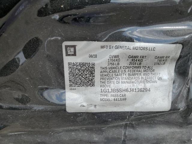 1G1JB5SH6J4136294 - 2018 CHEVROLET SONIC LS შავი ფოტო 12