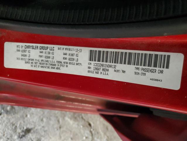 1C3CDZAB1EN200132 - 2014 DODGE AVENGER SE RED photo 12