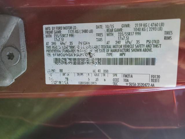 1FMCU9GX3GUB32760 - 2016 FORD ESCAPE SE RED photo 13