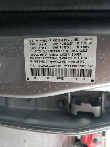 1HGCM66557A001867 - 2007 HONDA ACCORD EX SILVER photo 12