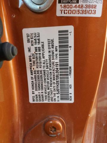 5J6YH28708L004191 - 2008 HONDA ELEMENT EX ORANGE photo 12