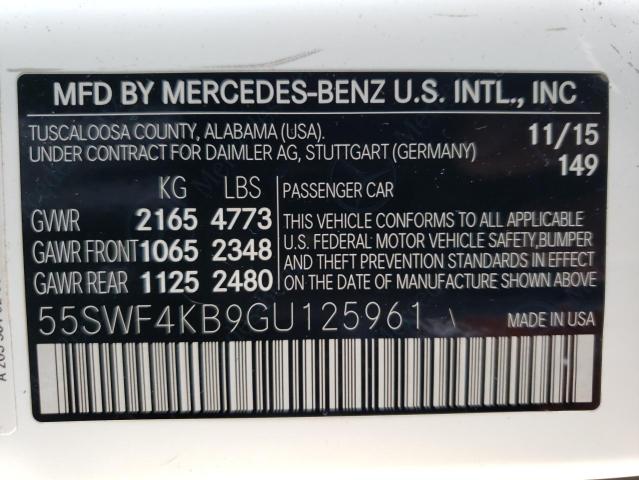 55SWF4KB9GU125961 - 2016 MERCEDES-BENZ C 300 4MATIC WHITE photo 13