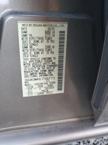 5N1AR18W45C750771 - 2005 NISSAN PATHFINDER LE 棕色 照片 13