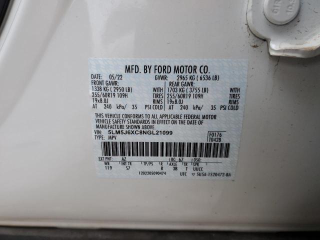 5LM5J6XC8NGL21099 - 2022 LINCOLN AVIATOR 白色 照片 13