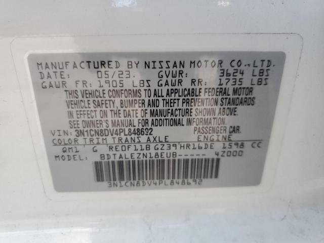 3N1CN8DV4PL848692 - 2023 NISSAN VERSA S WHITE photo 12