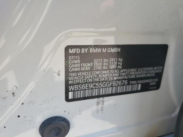 WBS6E9C55GGF92676 - 2016 BMW M6 GRAN COUPE WHITE photo 13