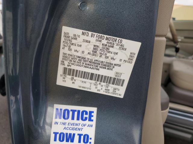 1FMCU0D73BKA20786 - 2011 FORD ESCAPE XLT BLUE photo 13