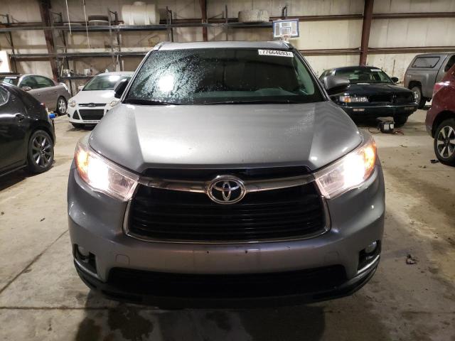 5TDJKRFHXFS219084 - 2015 TOYOTA HIGHLANDER XLE SILVER photo 5