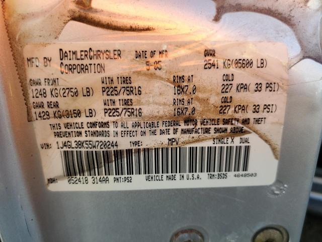 1J4GL38K55W720244 - 2005 JEEP LIBERTY RENEGADE 银色 照片 13