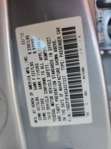 1HGCP3F84CA027337 - 2012 HONDA ACCORD EXL SILVER photo 12