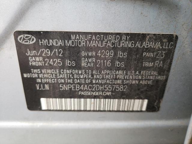 5NPEB4AC2DH557582 - 2013 HYUNDAI SONATA GLS BLUE photo 12