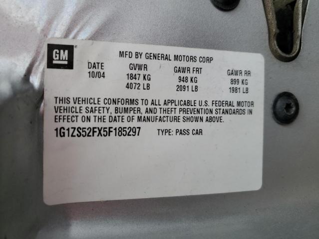 1G1ZS52FX5F185297 - 2005 CHEVROLET MALIBU SILVER photo 12