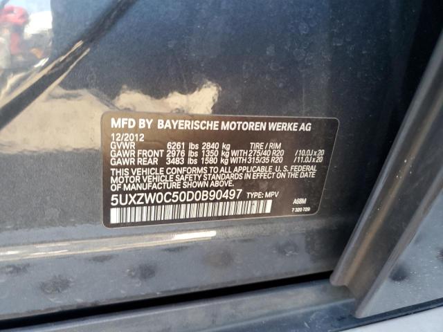 5UXZW0C50D0B90497 - 2013 BMW X5 XDRIVE35D GRAY photo 12