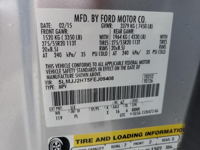 5LMJJ2HT5FEJ09408 - 2015 LINCOLN NAVIGATOR 银色 照片 13