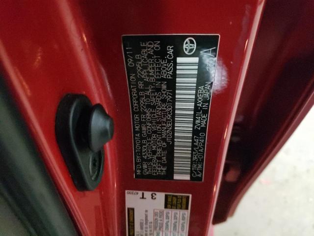 JTDZN3EU9C3017971 - 2012 TOYOTA PRIUS V RED photo 12