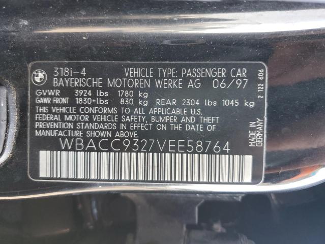 WBACC9327VEE58764 - 1997 BMW 318 I BLACK photo 12