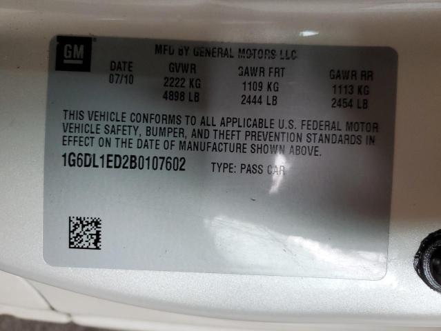 1G6DL1ED2B0107602 - 2011 CADILLAC CTS PERFORMANCE COLLECTION Weiß Foto 12