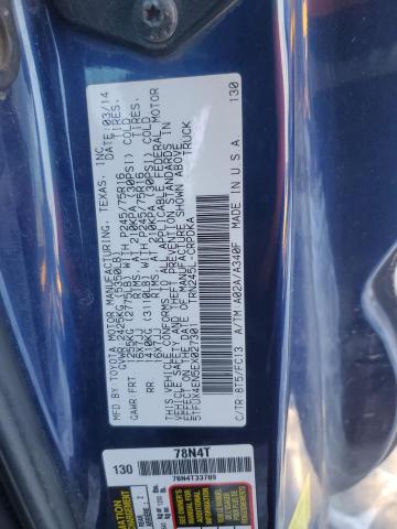 5TFUX4EN5EX027301 - 2014 TOYOTA TACOMA ACCESS CAB Көк фото 12