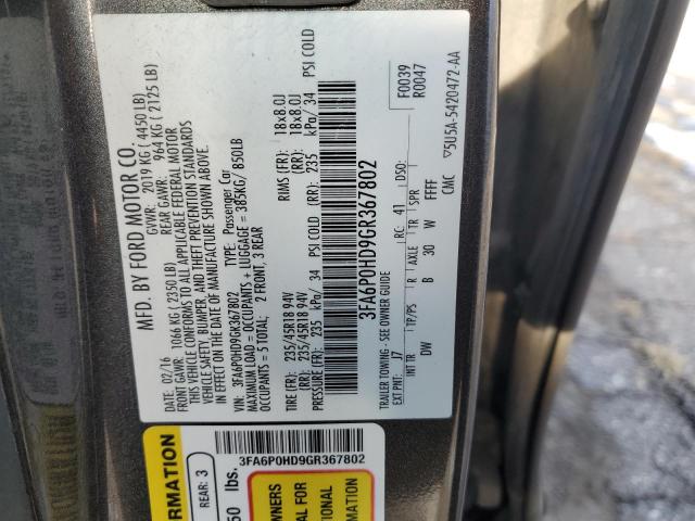 3FA6P0HD9GR367802 - 2016 FORD FUSION SE GRAY photo 12