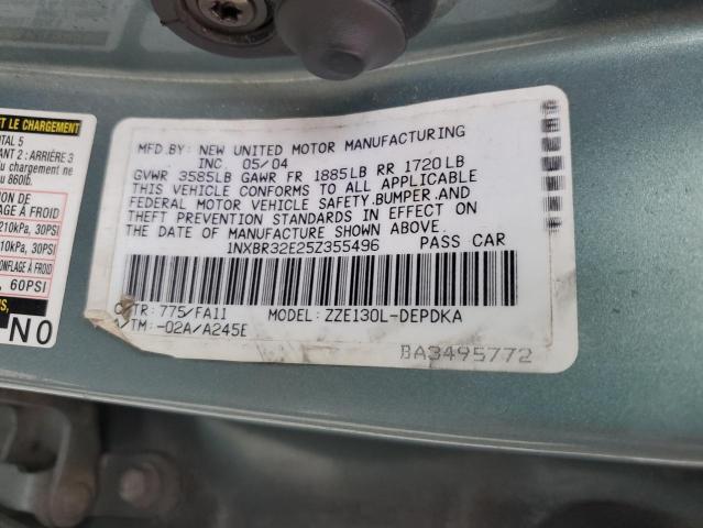 1NXBR32E25Z355496 - 2005 TOYOTA COROLLA CE TURQUOISE photo 12