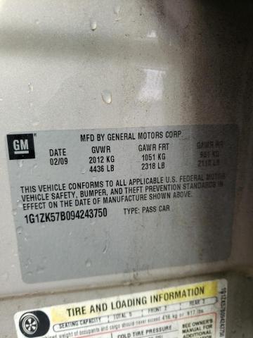 1G1ZK57B094243750 - 2009 CHEVROLET MALIBU LTZ ოქროსფერი ფოტო 13