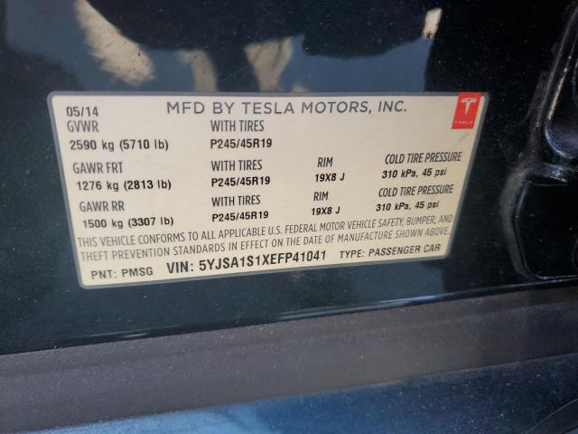 5YJSA1S1XEFP41041 - 2014 TESLA MODEL S GREEN photo 12