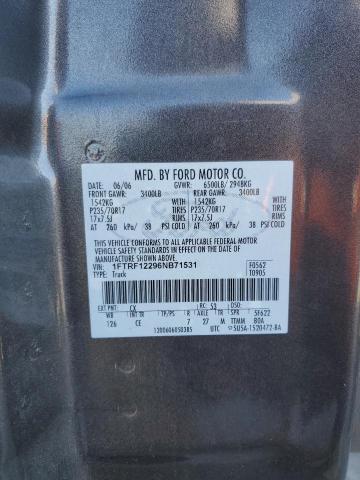 1FTRF12296NB71531 - 2006 FORD F150 GRAY photo 12