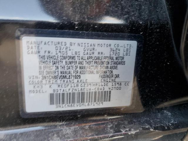 3N1CN8EV0ML871929 - 2021 NISSAN VERSA SV BLACK photo 12