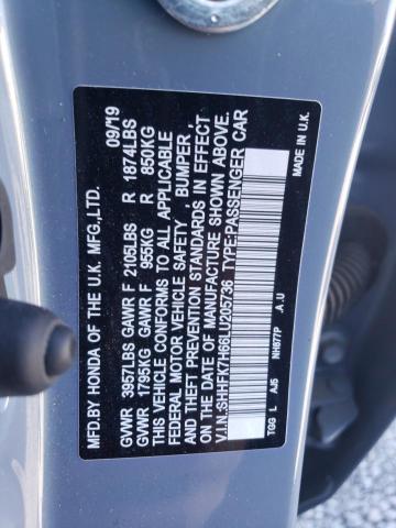 SHHFK7H66LU205736 - 2020 HONDA CIVIC EX GRAY photo 12